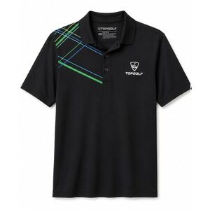 Top Golf Mens Performance Polo Shirt Black Geometric Graphic Golfcore Small
